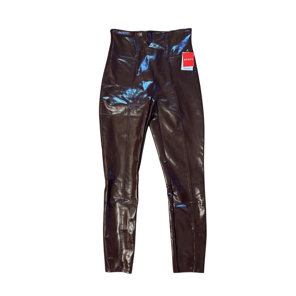 NWT Women M Spanx Faux Patent Leather Leggings Ruby 20301R Pants Shaping Smooth